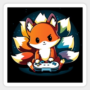 Cute Gamer Fox Playing Video Game Artwork Sticker